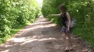 Amateur teenage girl in school uniform gang banged