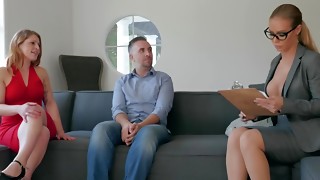 Top milf pleases client with sex next to his wife