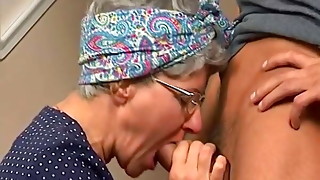 Young big cock drills into granny's ass and she screams