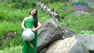 Desi girl in transparent wet saree showing boobs..hot show