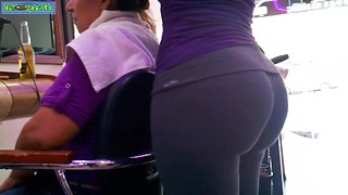 While my buddy sat was served by sexy hairdresser, i shot her big sweet ass cheeks on my phone!