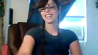 Busty Nerdy Webcam Girl Masturbates