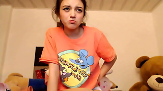 Nerdy girl with slim body and cute face seduces you with her charms