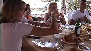 At lunch table a dinner turns into an orgy!