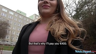 Public Agent Russian shaven pussy fucked for cash