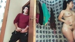 Stepsis nude in bathroom and fuck her big ass and suck my dick