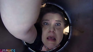 Her stepson discovers her stuck in the garbage can and fucks her