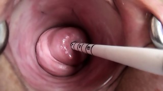 Uterus play with Japanese sounding insertion